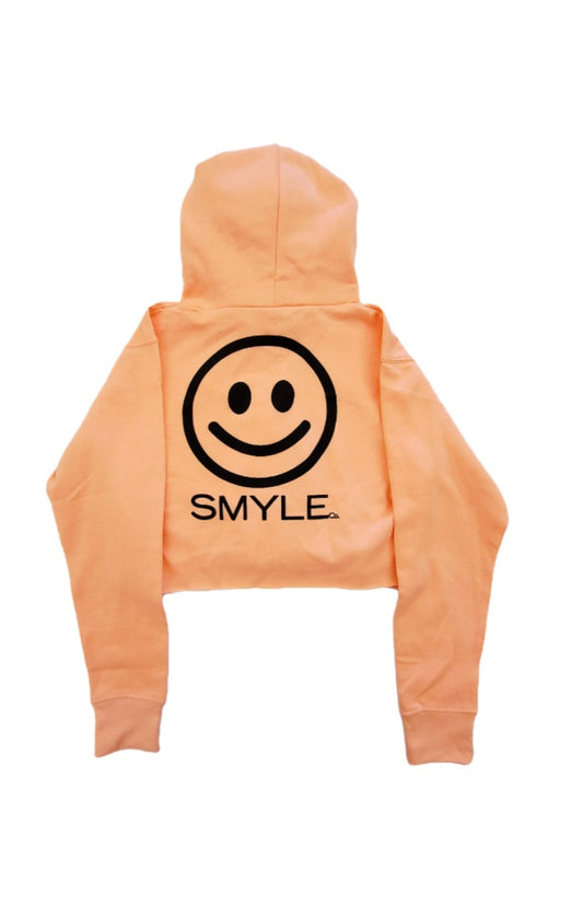 Salmon Smyle Crop-Top Hoodie w/ Black Smyle Logo/Print