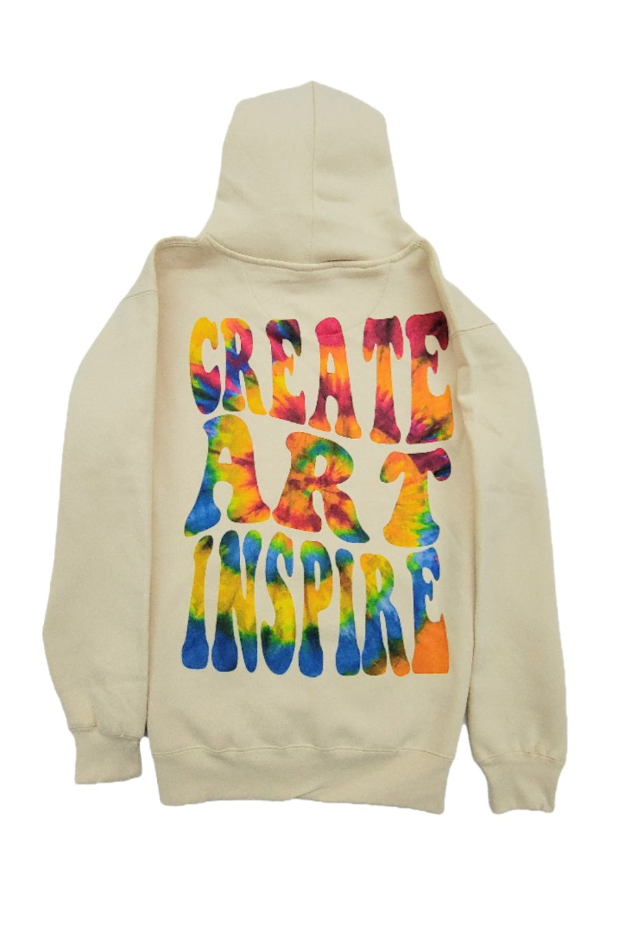 Cream Smyle Hoodie w/ Rainbow Smyle "Create Art Inspire" Print