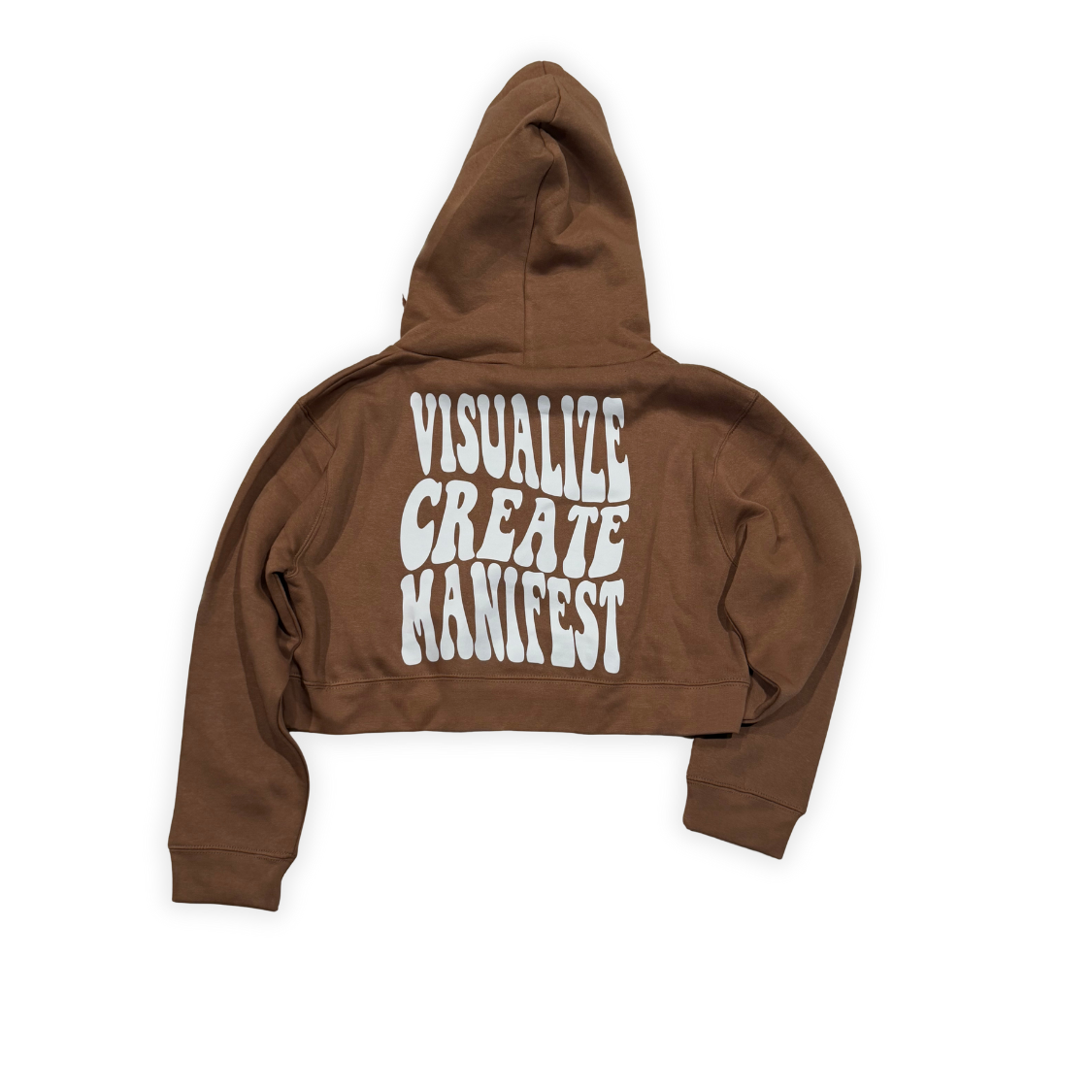 Visualize Create Manifest Woman's Brown Crop-Top-Hoodie