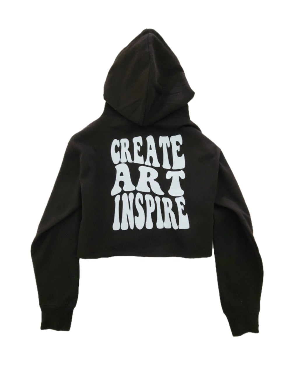 Black "Create Art Inspire" Crop-Top Hoodie