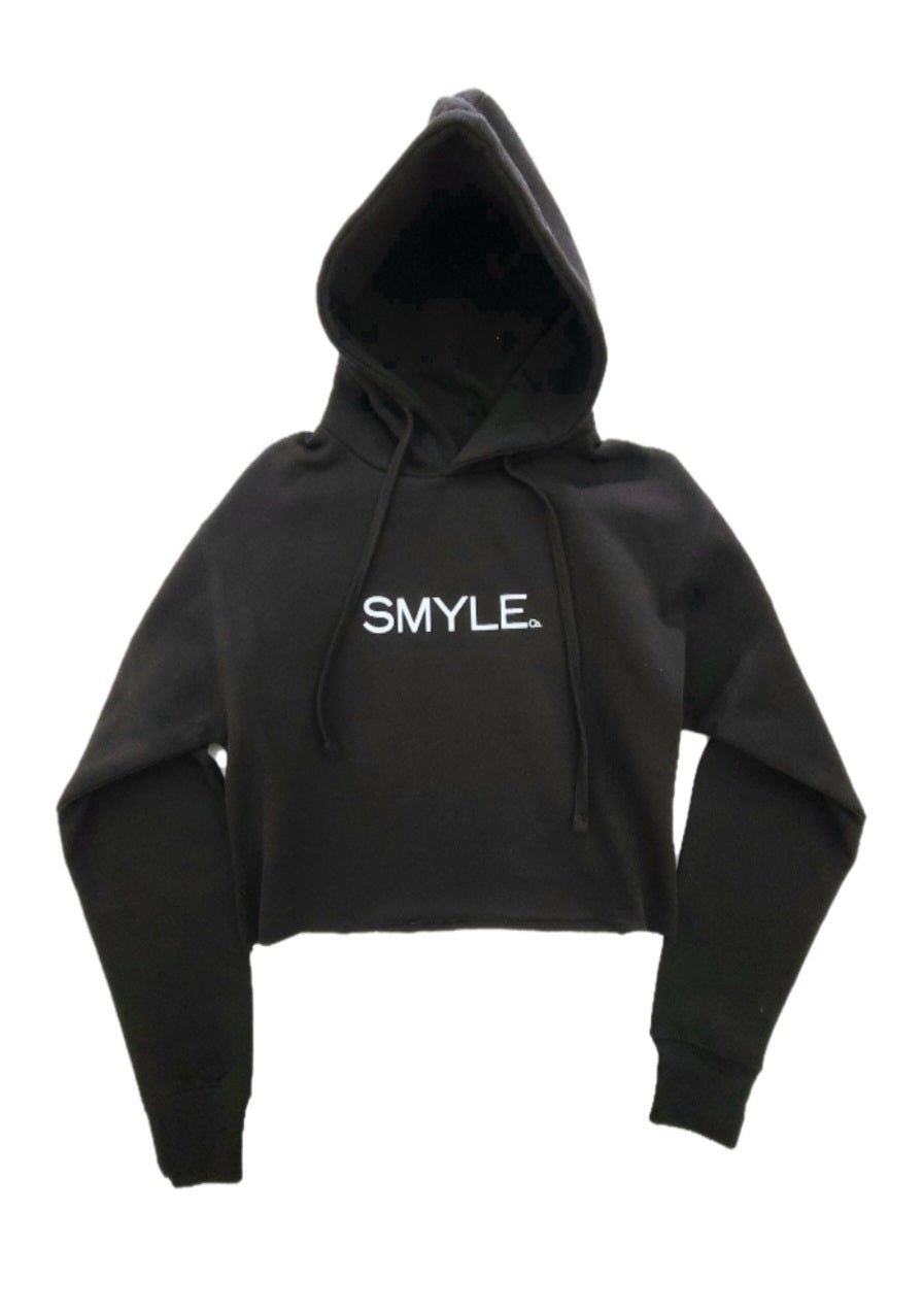 Black "Create Art Inspire" Crop-Top Hoodie