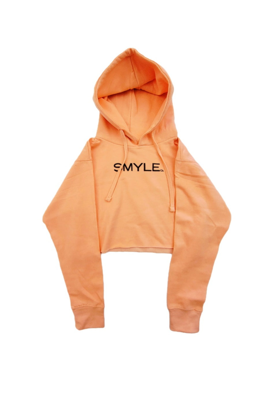 Salmon Smyle Crop-Top Hoodie w/ Black Smyle Logo/Print