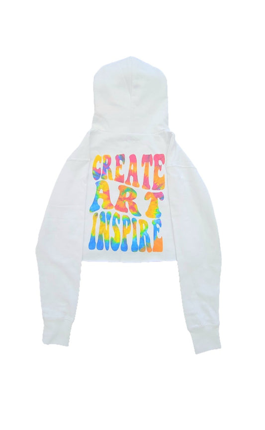 White "Create Art Inspire"Crop Top