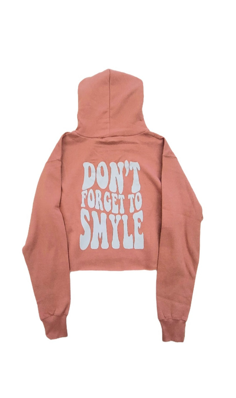 Rose Gold "Don't Forget to Smyle" Crop-Top Hoodie